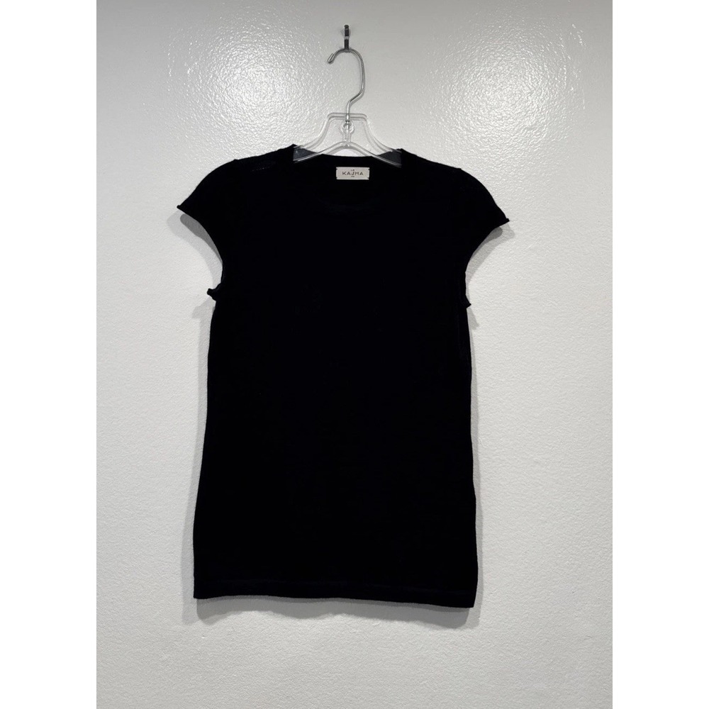 Le Kasha Cashmere Top Womens Size Small Black Cap Sleeve Minimalist Luxury Chic